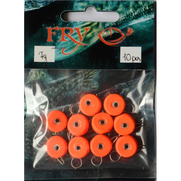 Грузило ушастый для рыбалки, таблетка (эксцентрик) цвет Silvereyes Orange, 10шт в уп., вес 7г